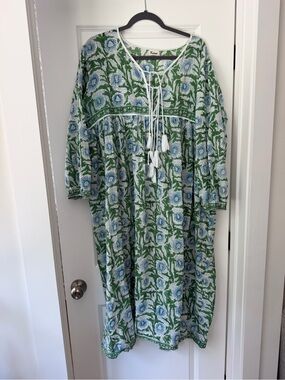 Green Floral Tie-Front Maxi Dress by Karni